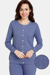 Zivame Cosy Rib Knit Poly Loungewear Top - Velvet Morning — thumbnail 1